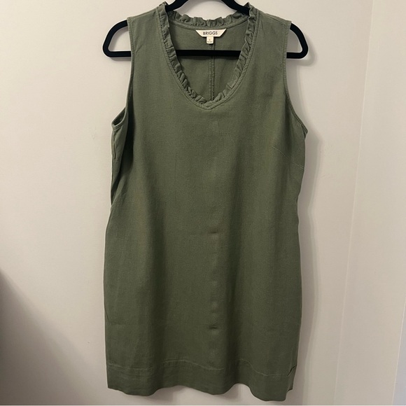 Briggs Women's Linen Blend Sleeveless Dress, Olive Green, Large - Picture 3 of 16
